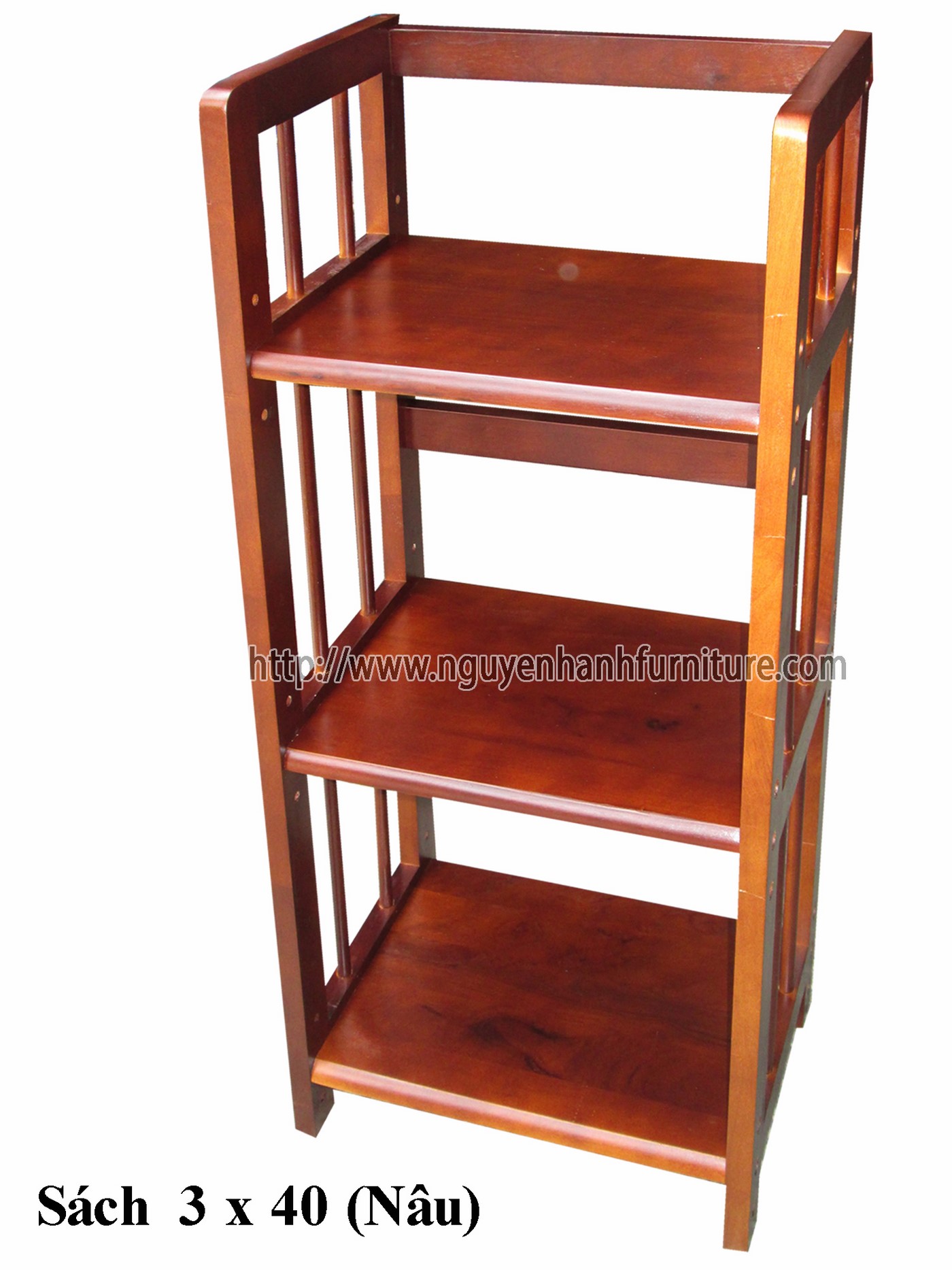 Name product: Triple storey Adjustable Bookshelf 40 (Brown) -  Dimensions: 40 x 28 x 90 (H) - Description: Wood natural rubber